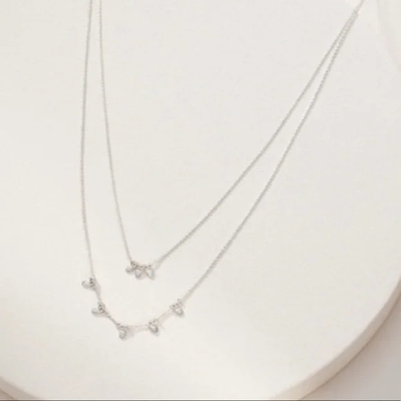 Stella & Dot | Ultra Delicate 2-in-1 SILVER Petal Necklace Set Retired - Picture 3 of 9